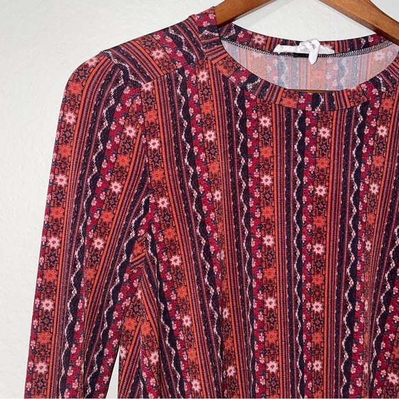 BCBGeneration Women A-Line Long Sleeve Boho Tribal Print Swing Dress XS EUC - Picture 2 of 16